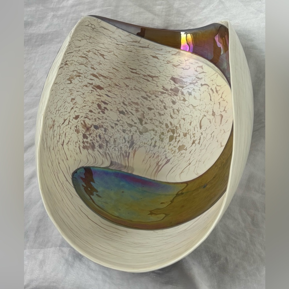 20” Fornace Ferro Italian Curved Murano Art Glass Bowl